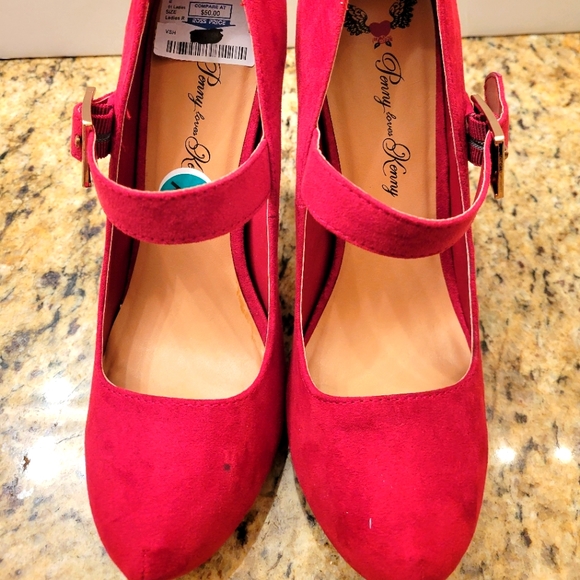 Penny Loves Kenny Shoes - PENNY LOVES KENNY WOMENS MARY JANE RED SHOES